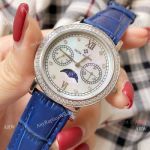 Copy Patek Philippe Geneve Quartz Ladies Watch SS White MOP Dial